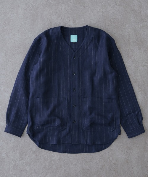 BRICK＆SONS シャツ リラックスベースボールシャツ「ネイビー