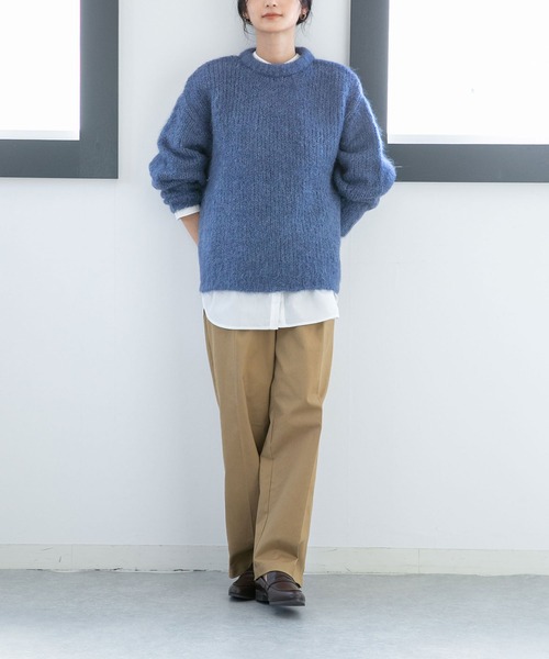 Nano STONE  ローゲージニット　ネイビー NANO universe（ナノ・ユニバース） セーター ニット ウールミックス