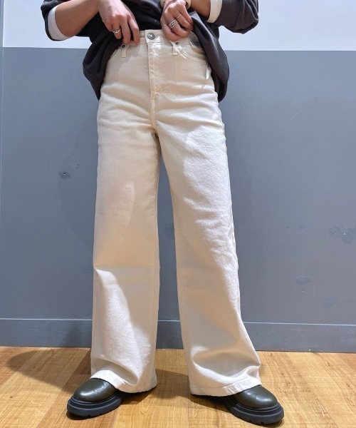 新品タグ付☆SOMETHING LISAワイドパンツ Sサイズ　キナリ SOMETHING（サムシング） ワイドパンツ ジーンズ デニム デニムパンツ