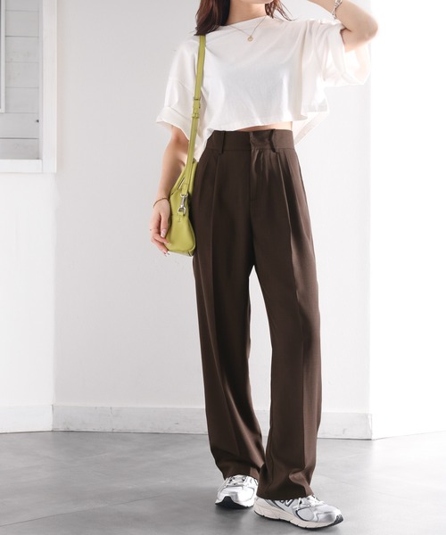 スラックス パンツ 「RIRIYANO×クラシカルエルフコラボ」イケメンNo1。ハイウエスト2タックストレートパンツ(セットアップ可) レディース | RIRIYANO | 10