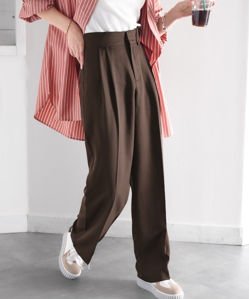 スラックス パンツ 「RIRIYANO×クラシカルエルフコラボ」イケメンNo1。ハイウエスト2タックストレートパンツ(セットアップ可) レディース | RIRIYANO | 08