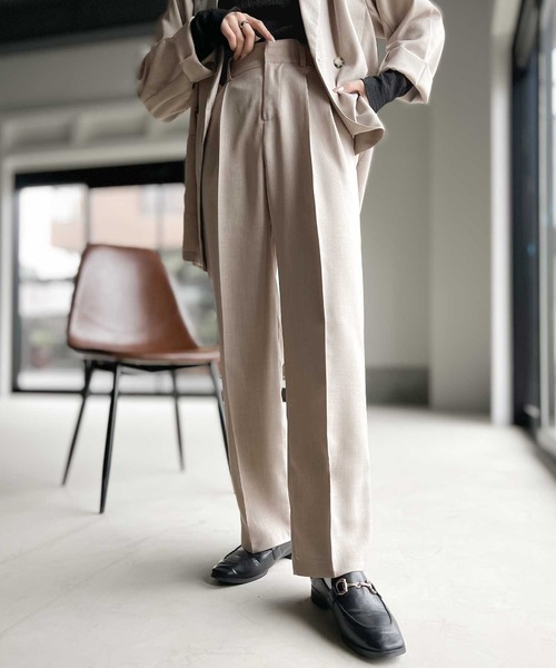 スラックス パンツ 「RIRIYANO×クラシカルエルフコラボ」イケメンNo1。ハイウエスト2タックストレートパンツ(セットアップ可) レディース | RIRIYANO | 16
