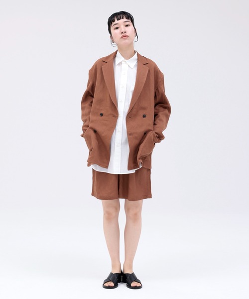 ジャケット テーラードジャケット レディース リネン混ダブルジャケット LINEN/RAYON JACKET｜zozo｜08