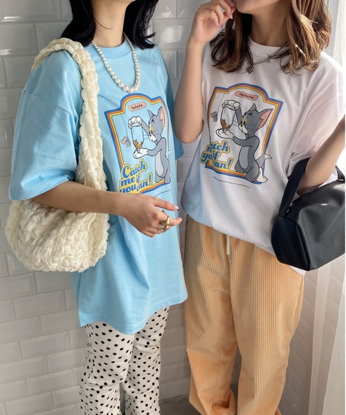 tシャツ TOM＆JERRY/トムとジェリー/ジェリー/CHEESE/ロングスリーブTシャツ/映画/キャラクター レディース TOM&JERRY/トムとジェリー/ジェリー/CHEESE/ロングスリーブT
