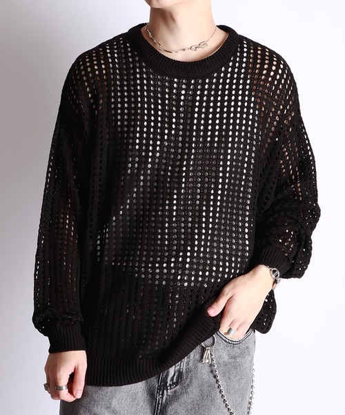WESTSEA（ウエストシー） tシャツ 麻タッチ 透かし編み シアーニット
