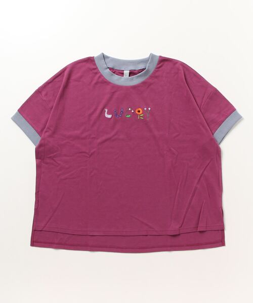 tシャツ EMAGO LUCKYロゴ刺繍5分袖Tシャツ レディース Emago tシャツ EMAGO LUCKYロゴ刺繍5分袖Tシャツ レディース