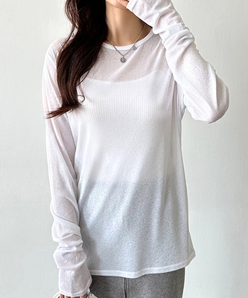 our 長袖シアーカットソー COCOMOMO tシャツ ロングシーズン使える スラブシアートップス