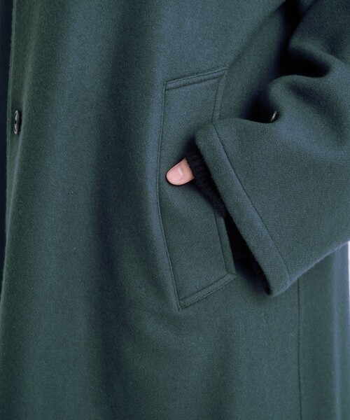 【ほぼ未使用】ＵＲＵ　ウル　グリーン　メルトンウールチェスターコート　Ｍ ほぼ未使用】URU ウル グリーン メルトンウールチェスターコート M