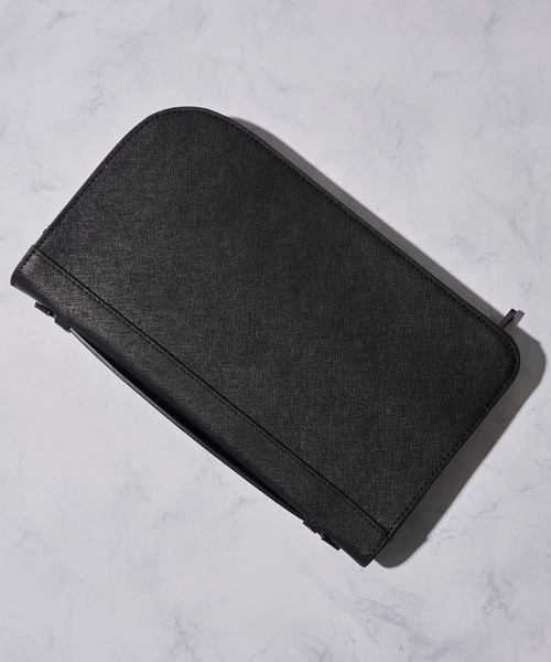 サフィアーノチェックパターンのメンズクラッチバッグ green label relaxing クラッチバッグ レザーライク