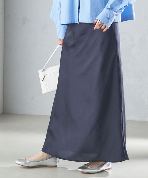 SHIPS（シップス） スカート 「手洗い可能」バイアス サテン