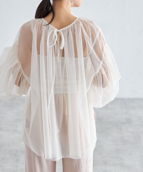 美品 ELLIE ボリュームスリーブギャザーブラウス 2way