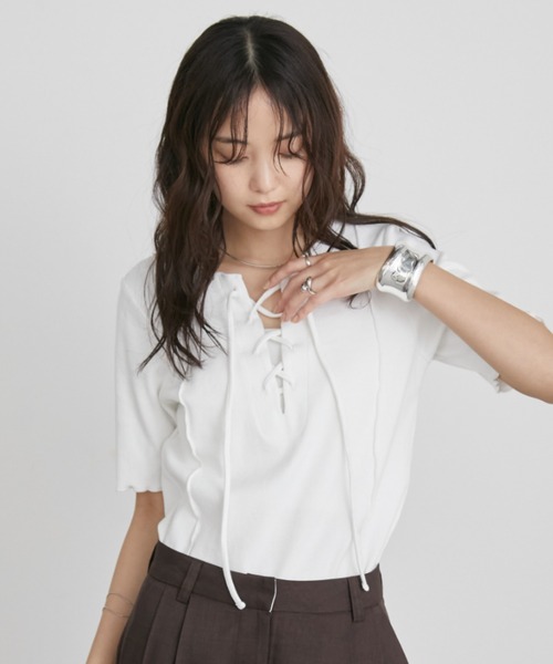 Aunt Marie's（アントマリーズ） tシャツ 2WAYレースアップハーフ