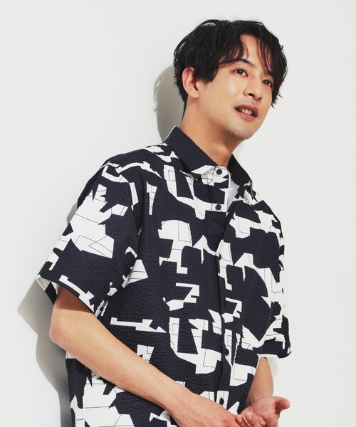 【off-white】 メンズ サッカーシャツ メッシュ ロゴ 国内発送 THE SHOP TK シャツ シアサッカーメッシュシャツ メンズ