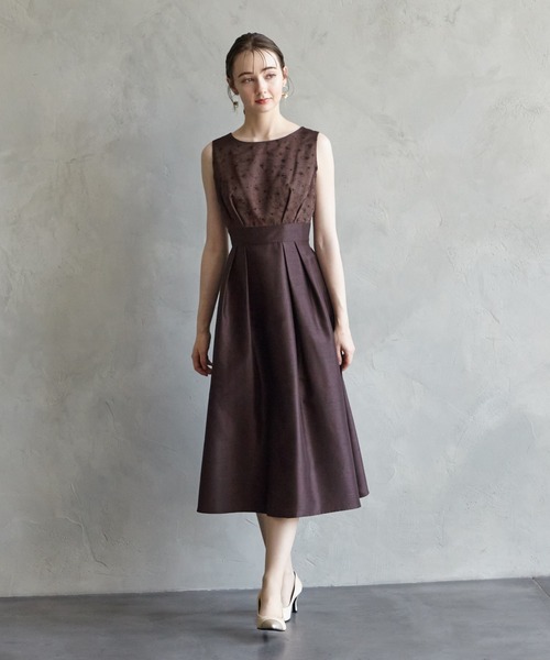 faivre フィッシュテール ショートドレス ワインレッド ライト