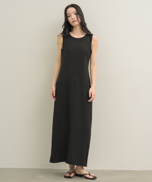 NEUNA ワンピース バックオープンリボンセミフレアワンピース