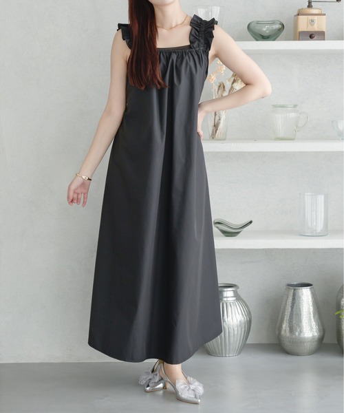 Ambre Neige（アンブルネージュ） ワンピース back ribbon flare shirt
