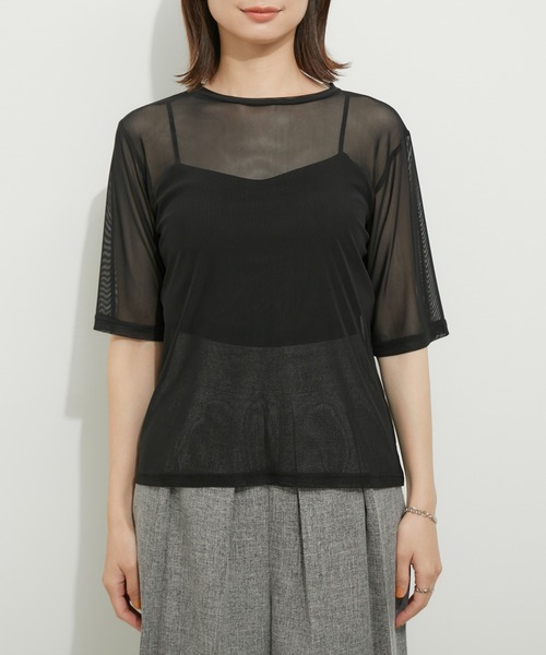 tシャツ シアーメッシュプルオーバー レディース LE CERCLE par rope' tシャツ シアーメッシュプルオーバー