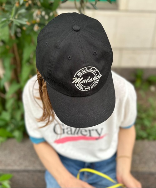 Malbon ナイロン黒キャップ 刺繍ロゴ mi via loca キャップ 帽子 「newhattan」刺繍ロゴCAP・CIAO