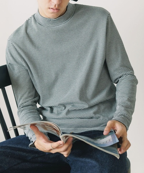 モックネック ボーダーロングTシャツ モックネックボーダーロングTシャツ – 縫人-nuito-