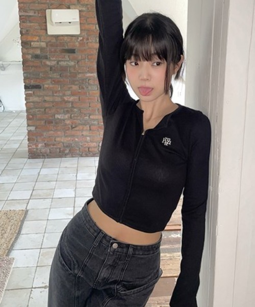カーディガン A'GEM/9 × .kom 「muah muah/ムーアムーア」 JACQUARD KNIT ZIPUP CARDIGAN/ジャガード カーディガン A'GEM/9 × .kom 「muah muah/ムーアムーア