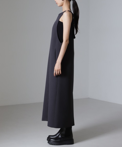 お1☆ nano universe ワンピース レディース F ブラック 星玲奈×NANO universe」タックスリーブタスランマキシワンピース