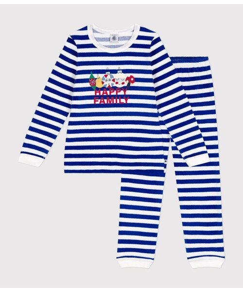 PETIT BATEAU（プチバトー） パジャマ ベロア長袖パジャマ キッズ 子供 