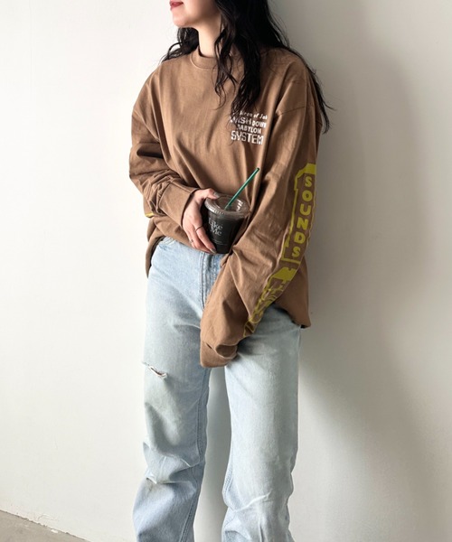 HUF tシャツ HUF(ハフ)/バックプリント 袖ロゴ ロンT ルーズ