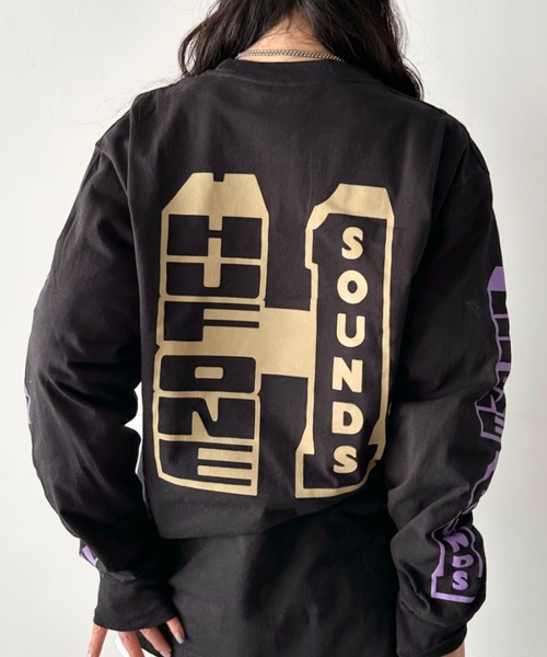 tシャツ HUF(ハフ)/バックプリント 袖ロゴ ロンT ルーズフィット オーバーサイズ/HUF ONE SOUND L/S TEE レディース メン HUF tシャツ HUF(ハフ)/バックプリント 袖ロゴ ロンT ルーズ