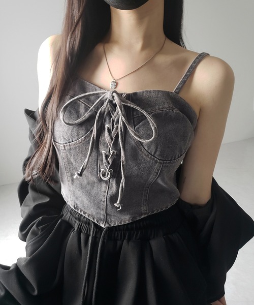 PRADA ジップ　リボン　デニムコルセット　デニムビスチェ 楽天市場】≪特別price≫デニムビスチェ ☆ ビスチェ デニム 綿