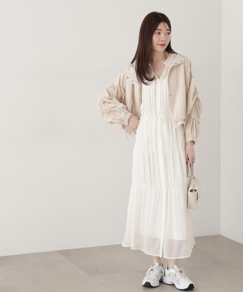 【PROPORTION BODY DRESSING】 シャーリングワンピース PROPORTION BODY DRESSING ワンピース シアーシャーリング
