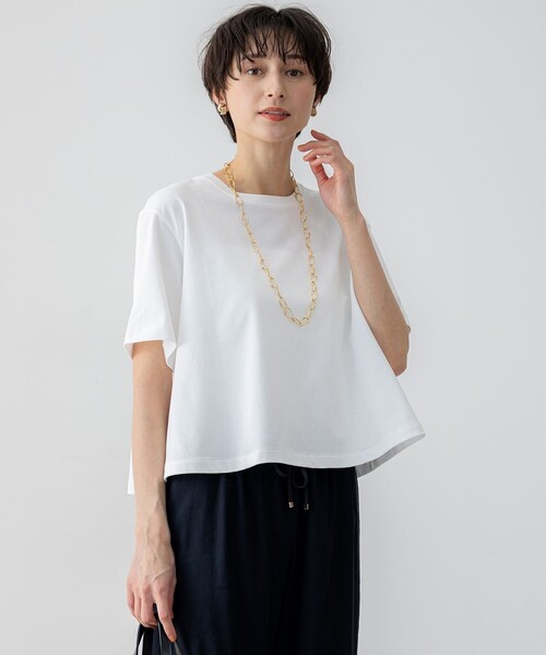tシャツ 「GLOW6月号掲載/洗える」スビンギザコットン クロップド Tシャツ レディース