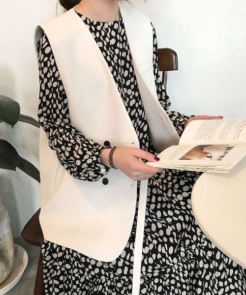 ベスト ジレ ウエスト紐付きダブルボタンジレ レディース : ZOZOTOWN