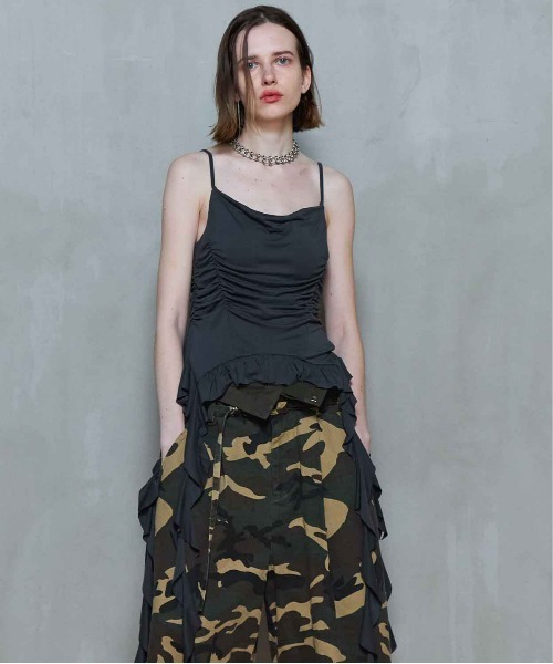 キャミソール Ruffle Shirring Camisole/ラッフルシャーリングキャミソール「MAISON SPECIAL/メゾンスペシャル」 MAISON SPECIAL キャミソール Ruffle Shirring Camisole