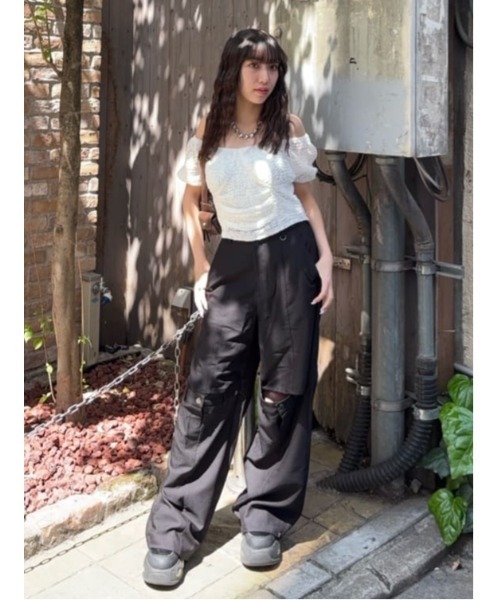 SLY スラックス パンツ CUT OUT REMAKE STRAIGHT PT カット