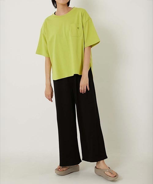 HOLLYWOOD RANCH MARKET tシャツ Hエンブロイダリー ラウンド