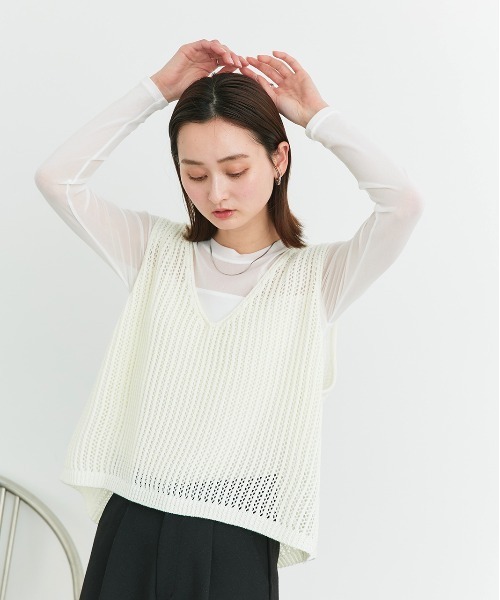 ad thie（アドティエ） ニット セーター Vネックメッシュ ニットベスト