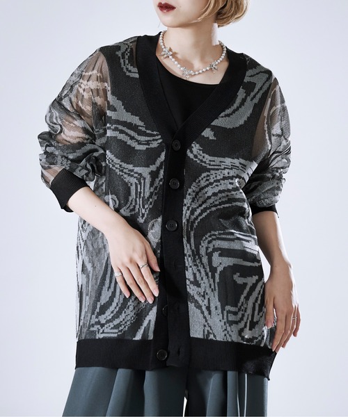 Ellno Loset（エルノロゼット） カーディガン マーブルシアー