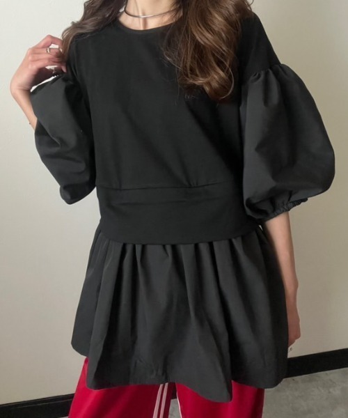deux amour チュニック 裾取り外し2WAYバルーン袖チュニックトップス