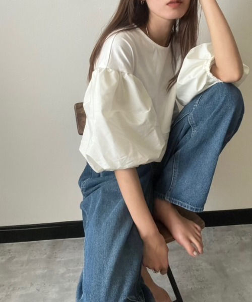 deux amour チュニック 裾取り外し2WAYバルーン袖チュニックトップス