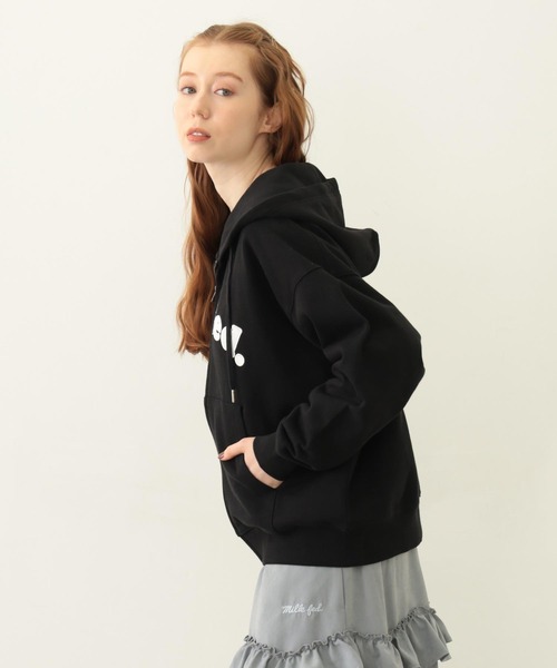 パーカー MILKFED ARCH COOPER LOGO ZIP UP HOODIE ミルクフェド MILKFED. ARCH COOPER LOGO ZIP UP HOODIE BLACK