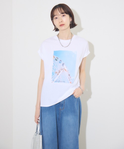 tシャツ Dignite Collier フォトプリントTシャツ レディース SALE！Dignite collier ディニテコリエ フォトプリント2WAY T