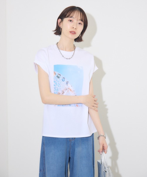 tシャツ Dignite Collier フォトプリントTシャツ レディース Paradise Picnic tシャツ Dignite Collier フォトプリントT