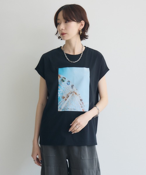 tシャツ Dignite Collier フォトプリントTシャツ レディース Paradise Picnic tシャツ Dignite Collier フォトプリントT