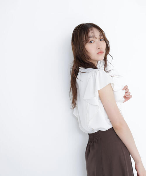 メタルボタンフリルスリーブブラウス ナチュラルビューティーベーシック NATURAL BEAUTY BASIC メタル