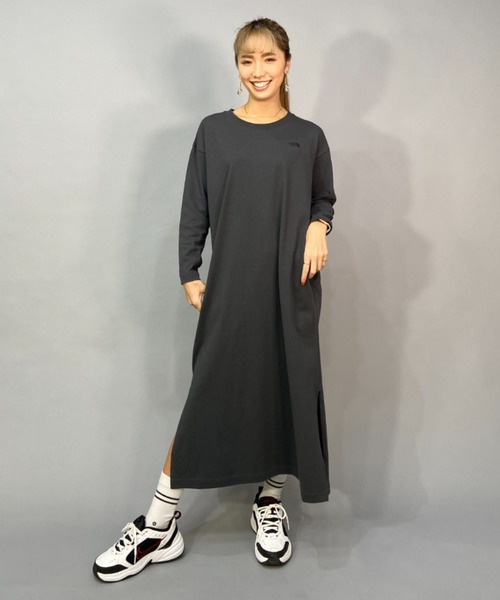 スーパーセール 半額 FACE NORTH THE 「THE グレー L 長袖ワンピース FACE」 トップス