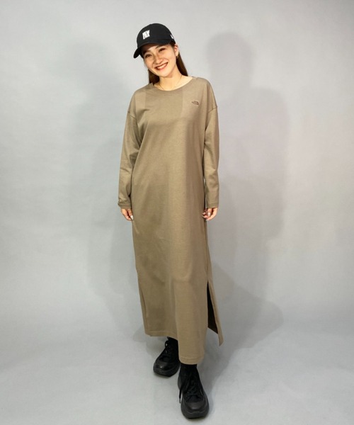 THE NORTH FACE 「THE FACE」 長袖ワンピース L グレー