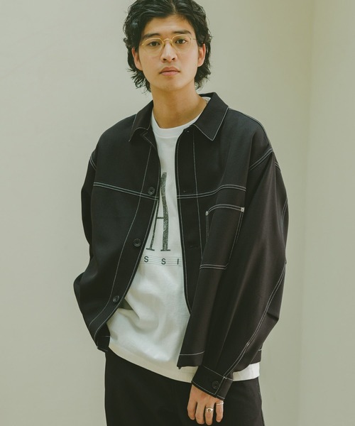 メンズ ブルゾン ショートジャケット ジップブルゾン R01701 Shoowtime ブルゾン アウター Synthetic leather short blouson