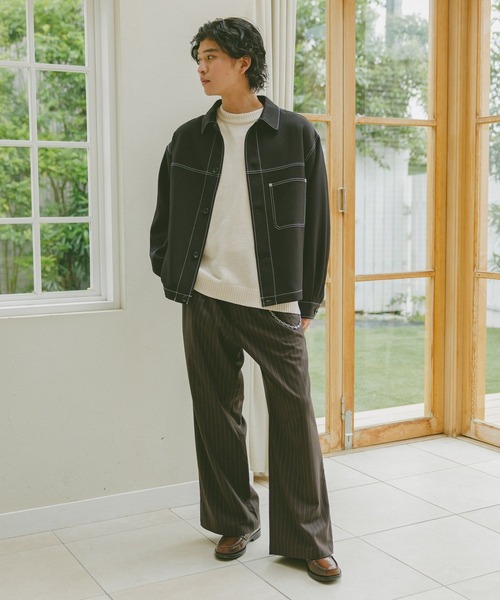 メンズ ブルゾン ショートジャケット ジップブルゾン R01701 Shoowtime ブルゾン アウター Synthetic leather short blouson