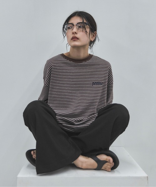 feepur（フェピュール） tシャツ エンブロイダリーボーダーロンTee