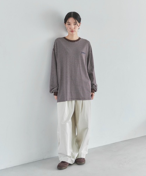 feepur（フェピュール） tシャツ エンブロイダリーボーダーロンTee